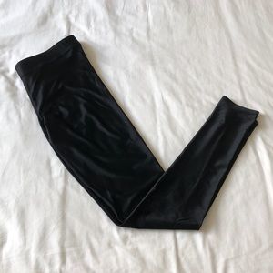 Black satin leggings